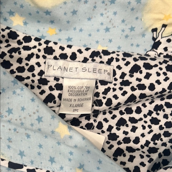 Blue Cow Print Womens Button Up Pajama Set - Picture 2 of 5